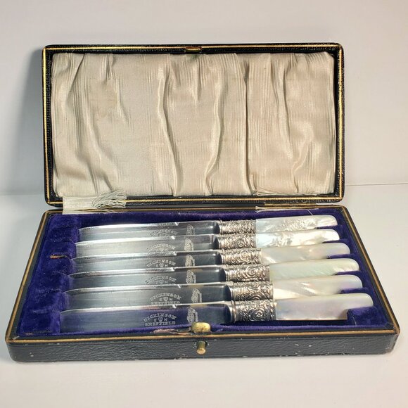 Antique Mother-of-Pearl Fruit/Dessert Knives – Set of 6 -c.1905–1925, Sheffield - Picture 3 of 9